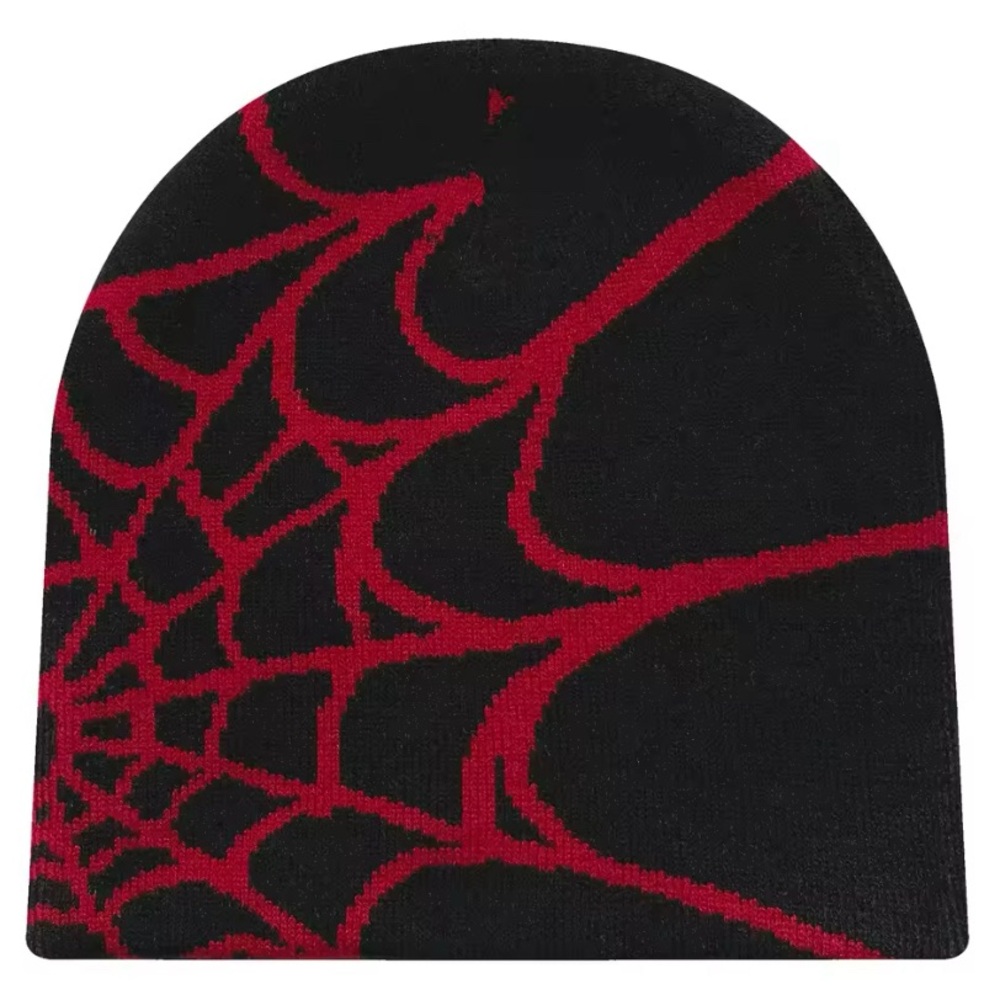 Spyder Black and Red Web Design Knit Beanie